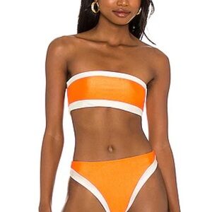 House of Harlow 1960 Vibrant Orange and White Bikini